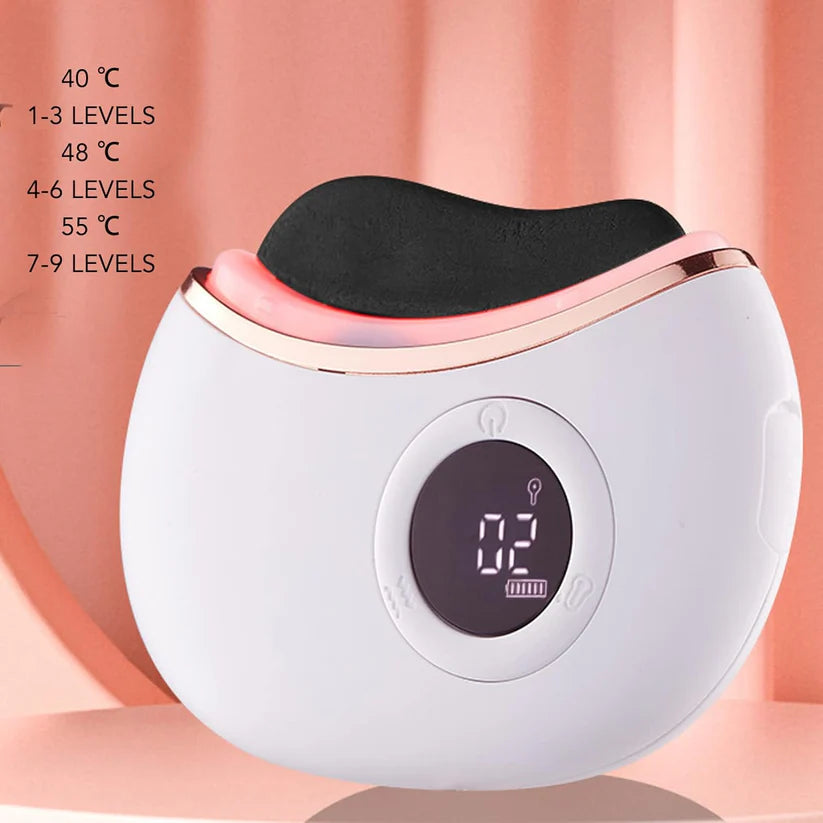 Stone beauty tool in charging dock with LED lights