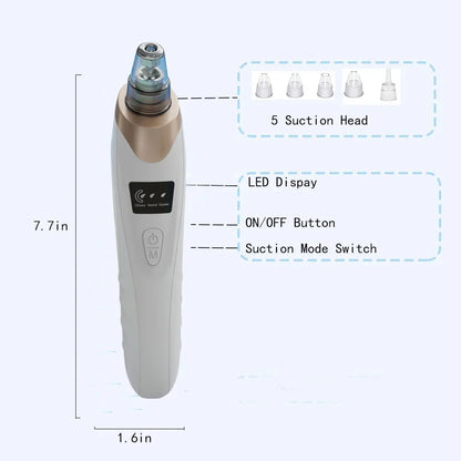 Nose hair trimmer with labeled features on a white background