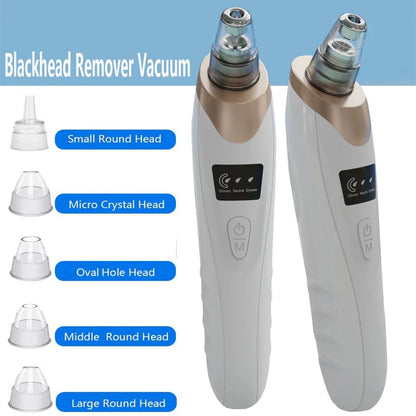 Blackhead Remover Vacuum with interchangeable heads on a white background