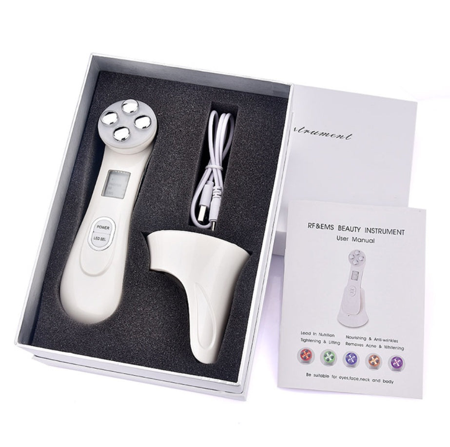 RF & EMS beauty instrument with accessories in a box