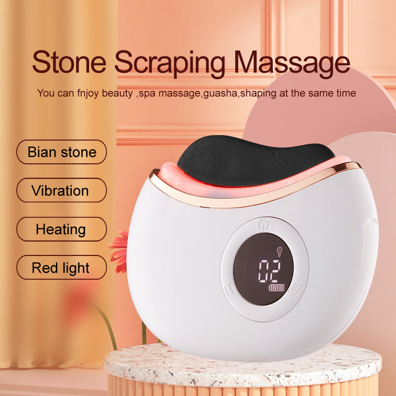 Professional Heated Stone Gua Sha Facial Massager for Face, Chin, Neck, Body - Anti-Aging Beauty Tool