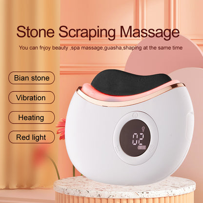 Professional Heated Stone Gua Sha Facial Massager for Face, Chin, Neck, Body - Anti-Aging Beauty Tool
