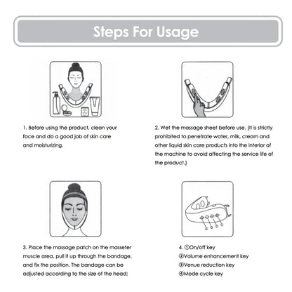 Instructions for using a facial device with illustrations and text.