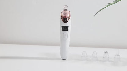 Electric Pore Cleaner - 5-Head Blackhead Vacuum Device by Skinsbliss shown with detachable suction heads. Ideal for deep pore cleansing and facial care.