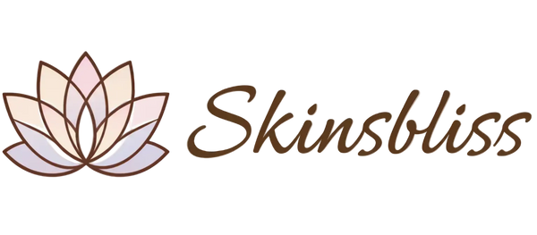 Skinsbliss logo with a lotus flower design on a white background